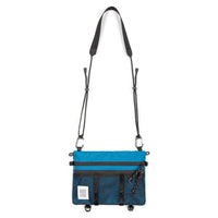 Topo Designs Mountain Accessory crossbody Shoulder Bag in "Blue" lightweight recycled nylon.