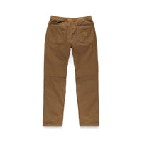Back of Topo Designs Men's Dirt Pants 100% organic cotton drawstring waist in "Dark Khaki" brown.