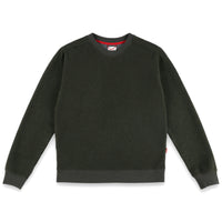 Topo Designs Men's Global pullover Sweater recycled washable Italian wool in "Olive" green.