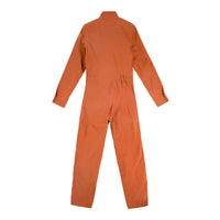 Back product shot of the Topo Designs Women's Coverall jumpsuit in "Brick" orange.