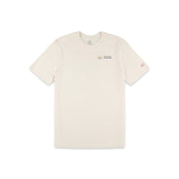 Topo Designs Men's Strata Map 100% organic cotton graphic t-shirt in "Natural" white.