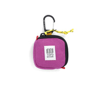 Topo Designs Square Bag carabiner clip keychain wallet in "Purple" nylon.