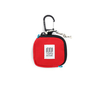 Topo Designs Square Bag carabiner clip keychain wallet in "Red" nylon.