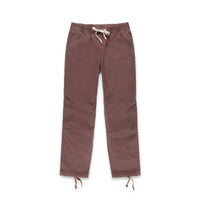 Topo Designs Women's Dirt Pants sustainable 100% organic cotton drawstring in "Peppercorn" brown.