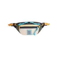 Topo Designs Mountain Waist Pack in lightweight recycled "Bone White / Olive" nylon.