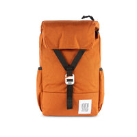 Topo Designs Y-Pack rucksack backpack in "Clay" orange.